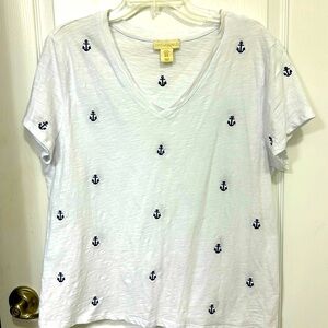 Cynthia Rowley women’s size XL in excellent condition white V-neck short sleeve